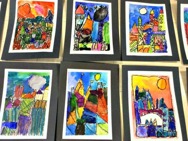 Klee-style villages art projects