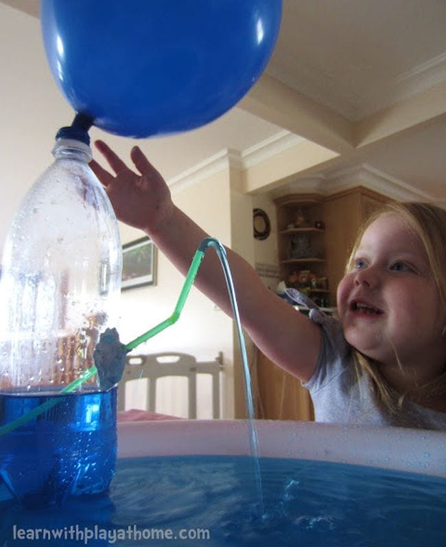 Fountain Learn With Play at Home- balloon experiments