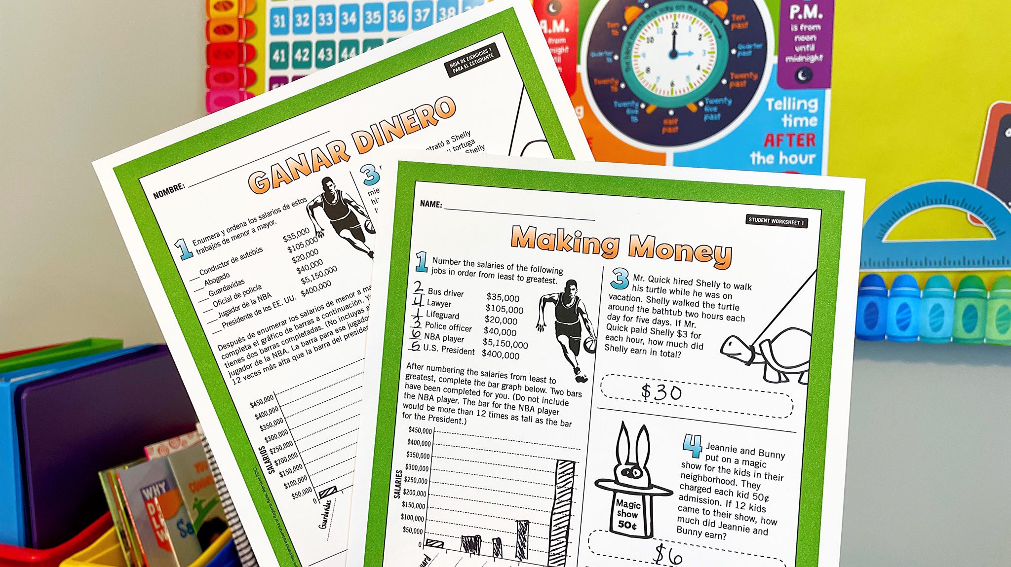 Flat lay of Money Matters lesson