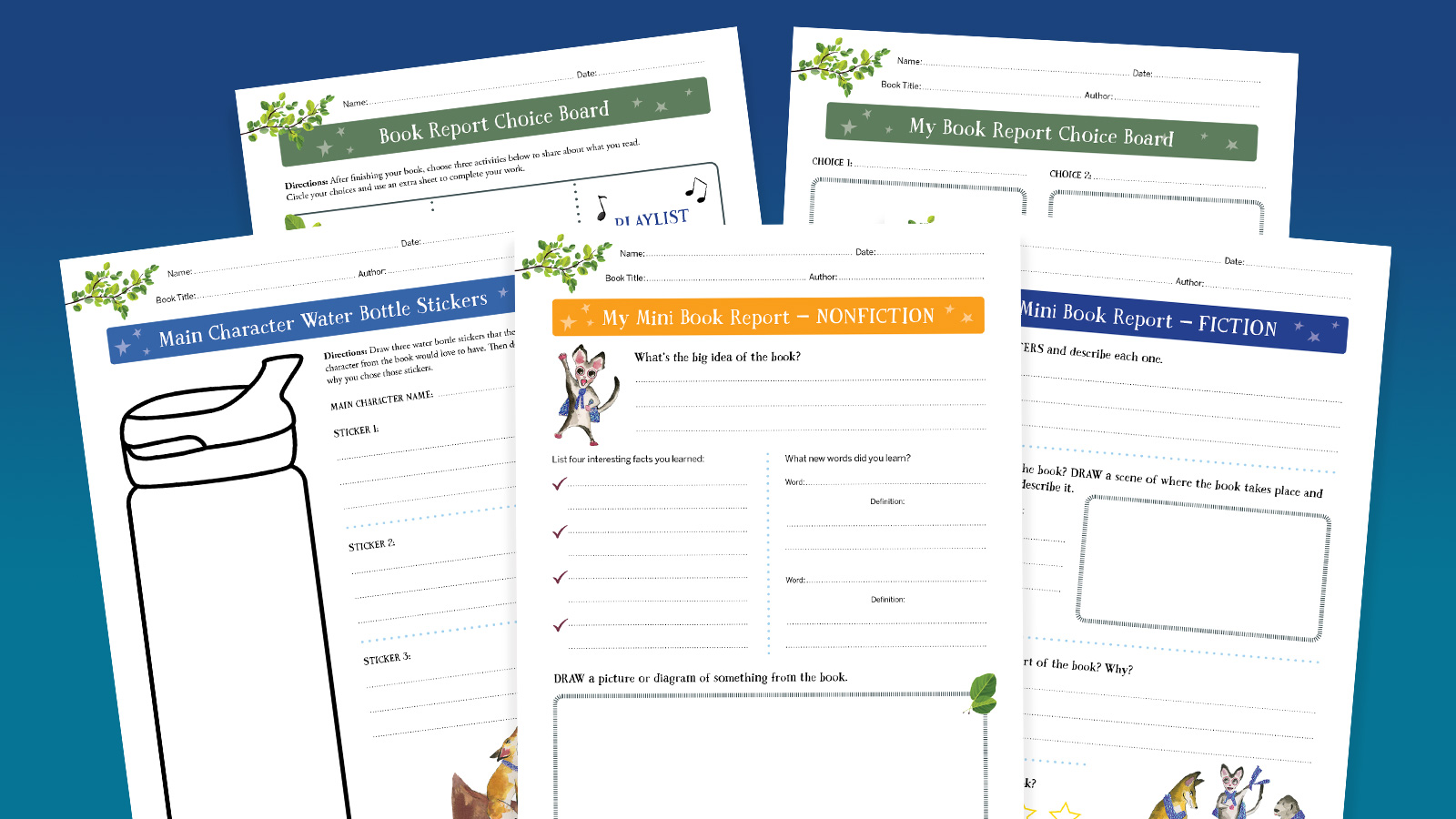 Book report template worksheets