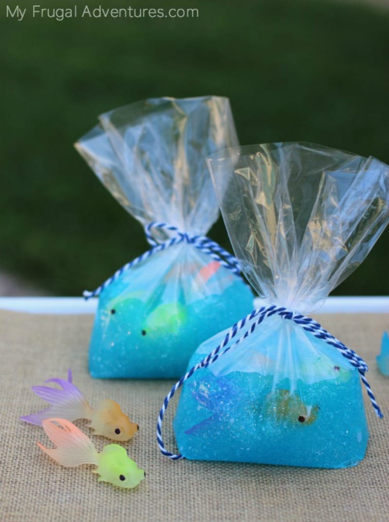 Baggies filled with blue slime as an example of end of year students gifts