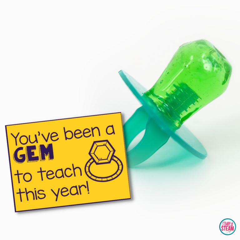 A candy ring pop with a message that says You've Been a Gem to Teach This Year!